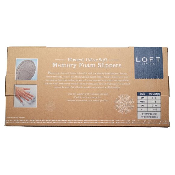 Loft Living Womens Memory Foam Slippers Med 7-8 Blue Faux Fur Non-Skid - Picture 6 of 6